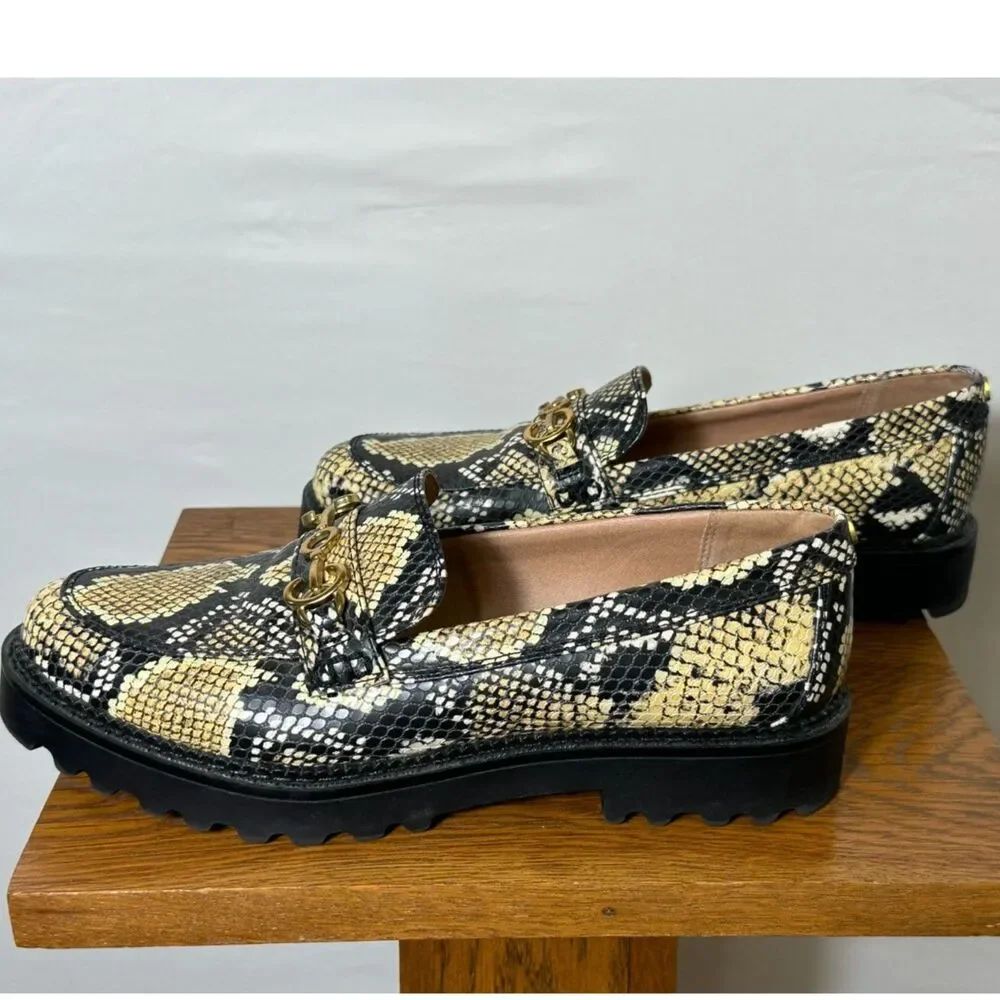 Circus by Sam Edelman Snake Print Deanna Lux Loafers Chunky Lug Sole Sz 10 Shoes